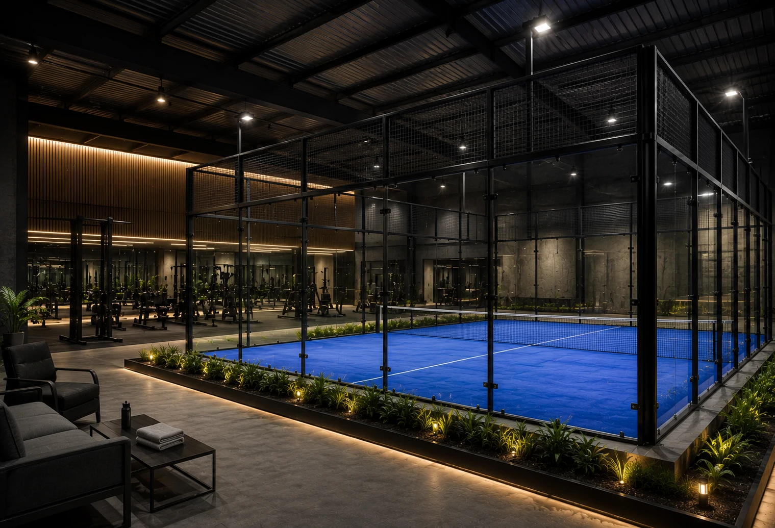 Cancha de pádel para gimnasios